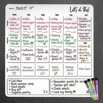 Magnetic Dry Erase Calendar for Fridge – 3 Pack Monthly Whiteboard Meal Planning Board w/4 Markers – Daily Task, Weekly Planner & Schedule Board for Refrigerator, Kitchen & Office Use