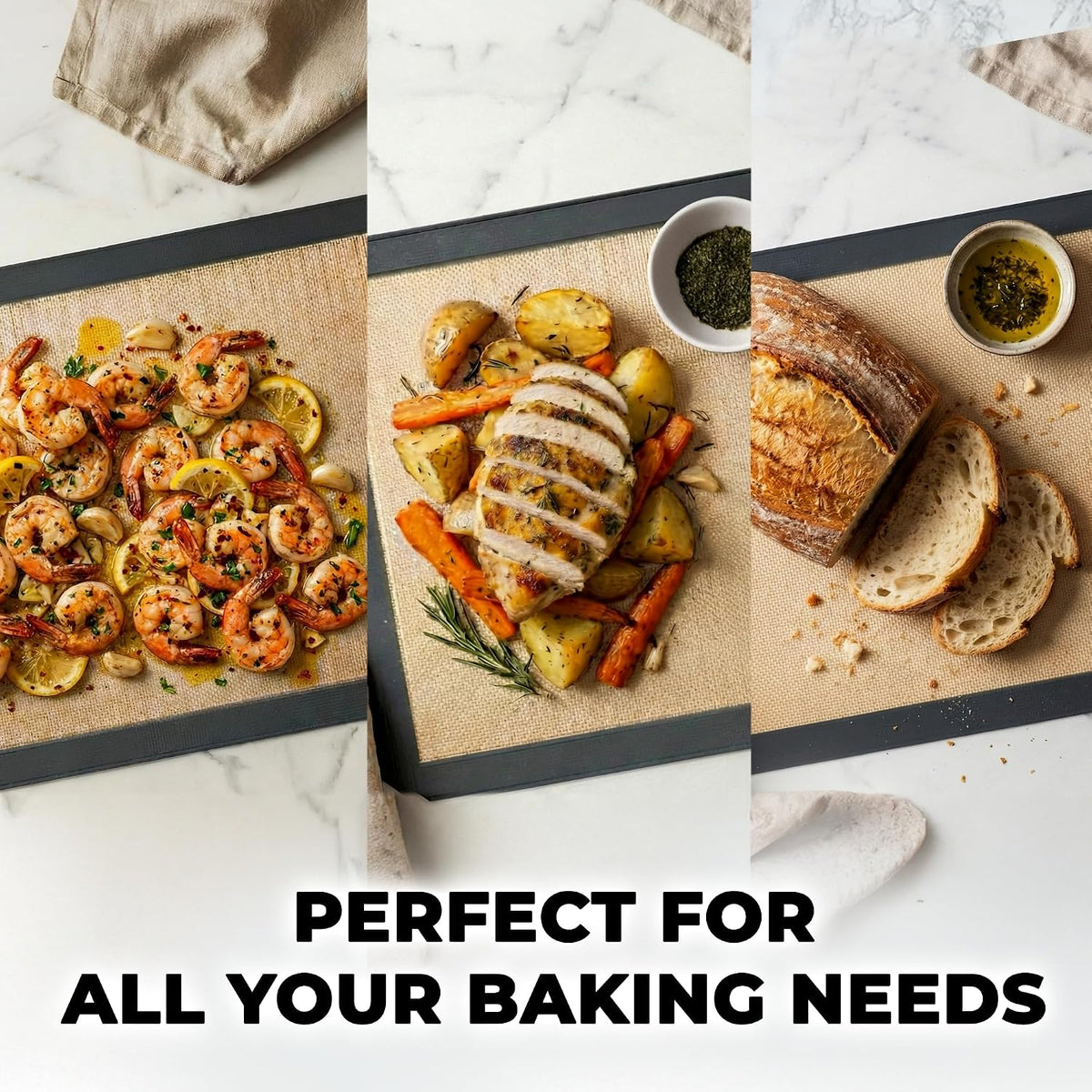 Zulay Kitchen Silicone Baking Mat – 16.5"×11.6" BPA-Free Reusable Baking Sheet, Heat Resistant 480°F – Non-Slip Border, Perfect for Cookies, Bread, Pastries & Oven Use - (Dark Gray)