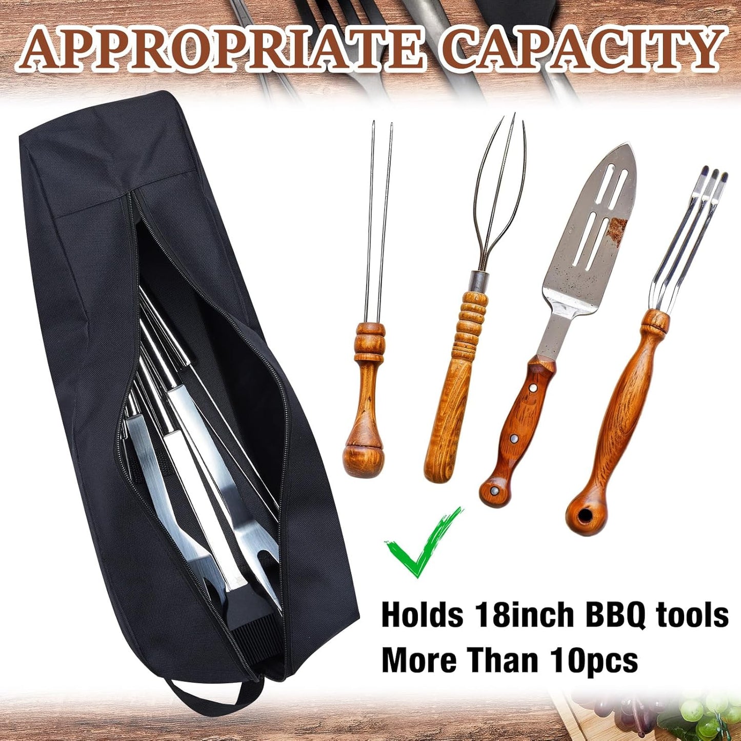 Amylove 1 Pc Grill Tool Storage Bags BBQ Utensil Grilling Bags Oxford Cloth Barbecue Holder Pouch Foldable Hardware Grilling Accessory Grill Storage Bags for Outdoor Camping Picnic Trip, Black