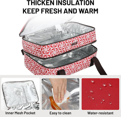 MIER Insulated Casserole Carrier for Hot or Cold Food Thermal Food Carrier Bag for Lasagna Potluck Parties Picnic Cookouts, Fits 9"x13" Baking Dish/Foil Pan, Red
