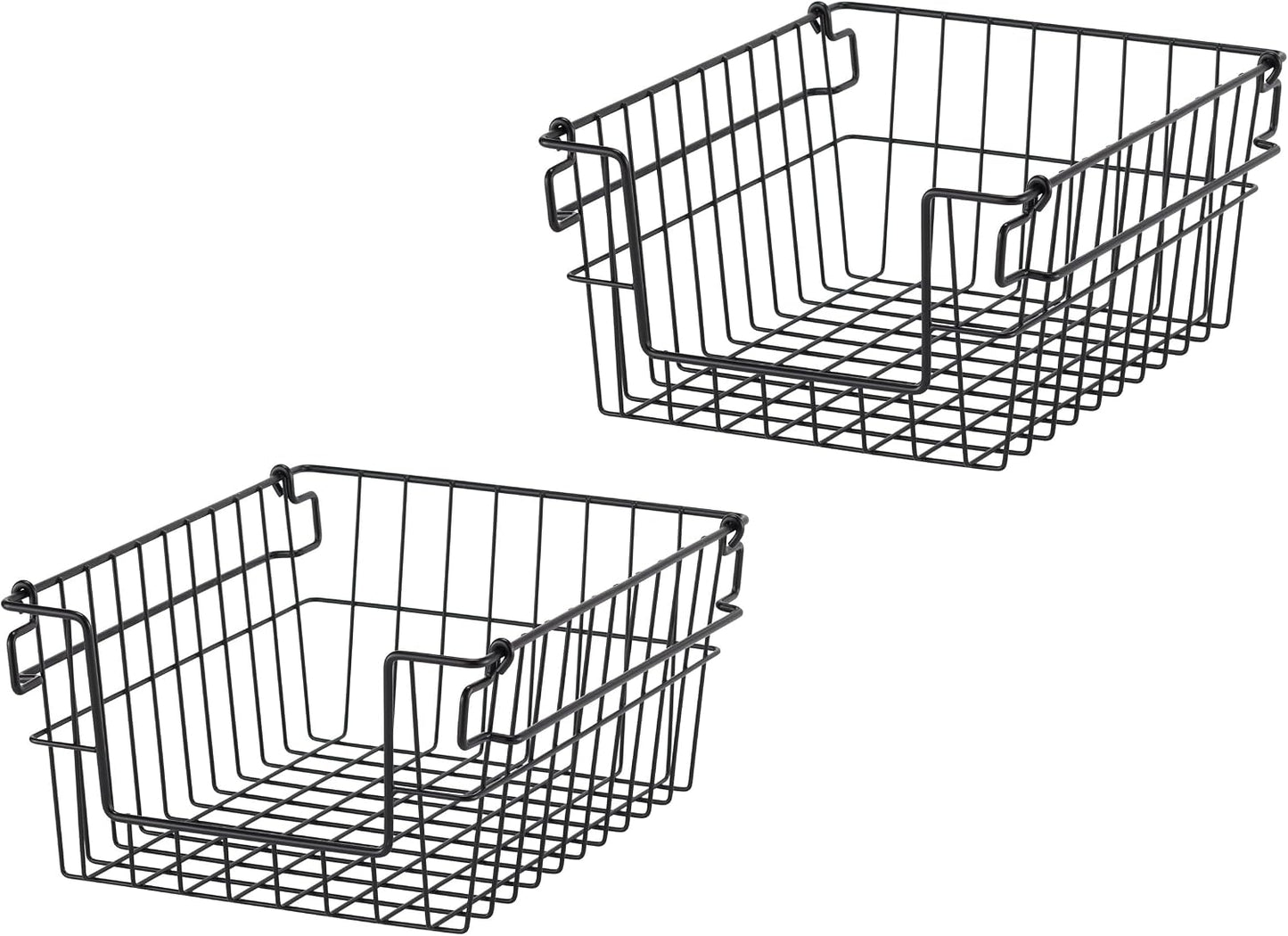 TRINITY 2-Pack Stackable Metal Wire Storage Baskets With Handles, EcoStorage Chrome, 11 Inches