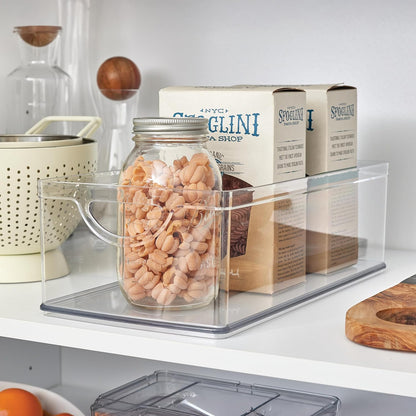 iDesign Stackable Clear Plastic Extra Long Storage Bin, 2-Pack | Organizer for Kitchen Cabinet or Pantry