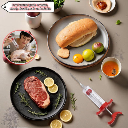 Meat Injector Syringe with Cleaning Brush,30ml/1oz Capacity Turkey Injector with 3"Needle,1 oz Brining Kit for Effortless Marinating-Perfect for BBQ,Chicken,Thanksgiving Turkey,Steak&Grill