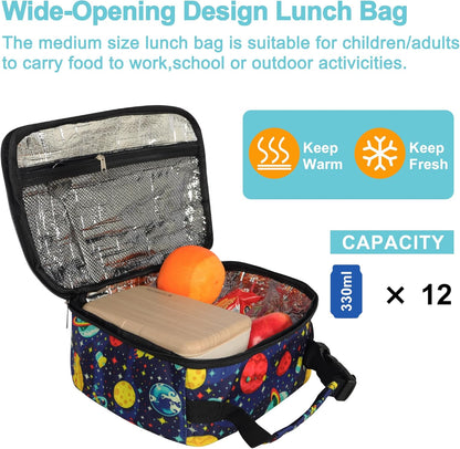 esouler Lunch Box Kids Insulated Lunch Bag for Boys & Girls Durable Children Lunchbox for School with Water Bottle Holder-Black