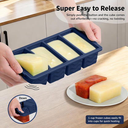 3-Pack Silicone Freezer Trays with Lid,2 Large 2-Cup(500ml)&4 Medium 1-Cup(250ml)&6 Small 1/2-Cup(125ml) Soup Freezer Container Molds,Ice Cube Tray For Meal Prep&Freezing Soup,Stews,Sauces