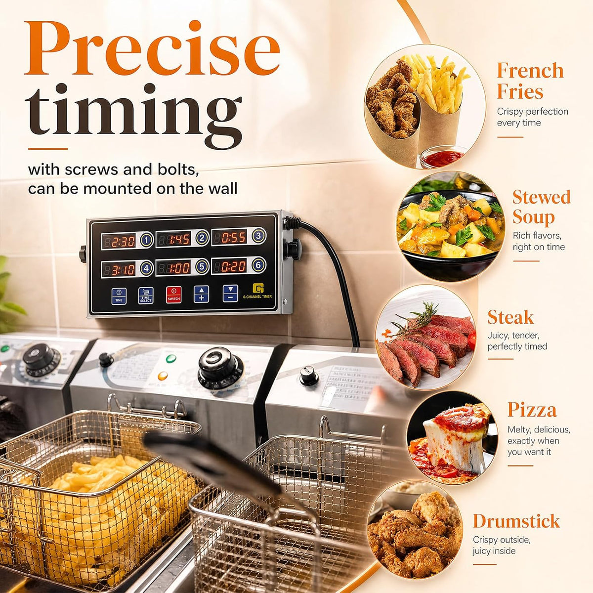 Relaxweex Commercial Digital Kitchen Timer for Cooking, 8 Channel