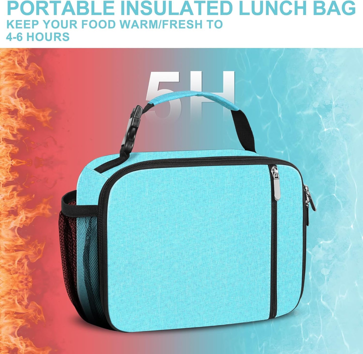 esouler Lunch Box Kids Insulated Lunch Bag for Boys & Girls Durable Children Lunchbox for School with Water Bottle Holder-Black