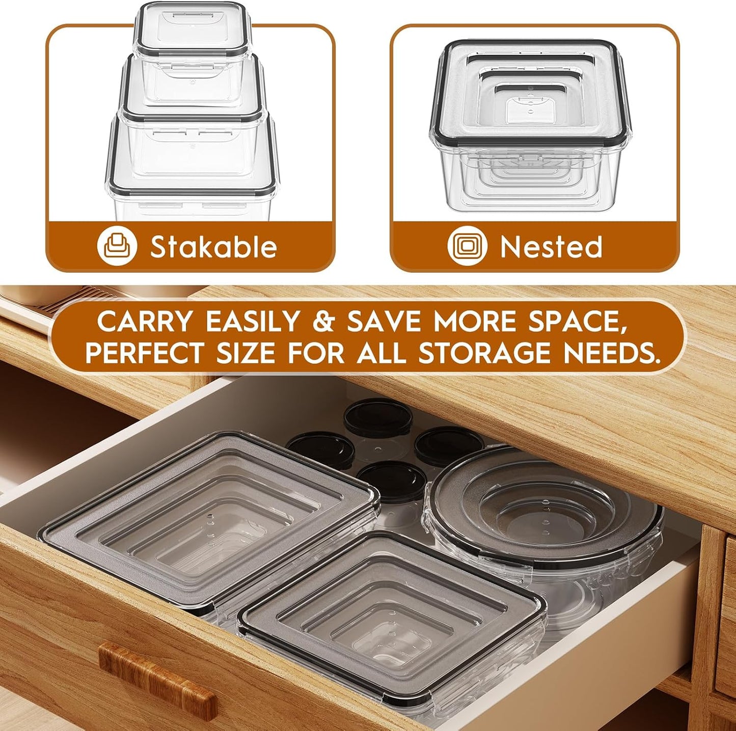 40 PCS Food Storage Containers with Lids Airtight (20 Containers & 20 Lids), Leak proof Meal Prep Container Set for Kitchen Storage, BPA-free, PVC-free Plastic, Microwave/Dishwasher Safe, Labels & Pen