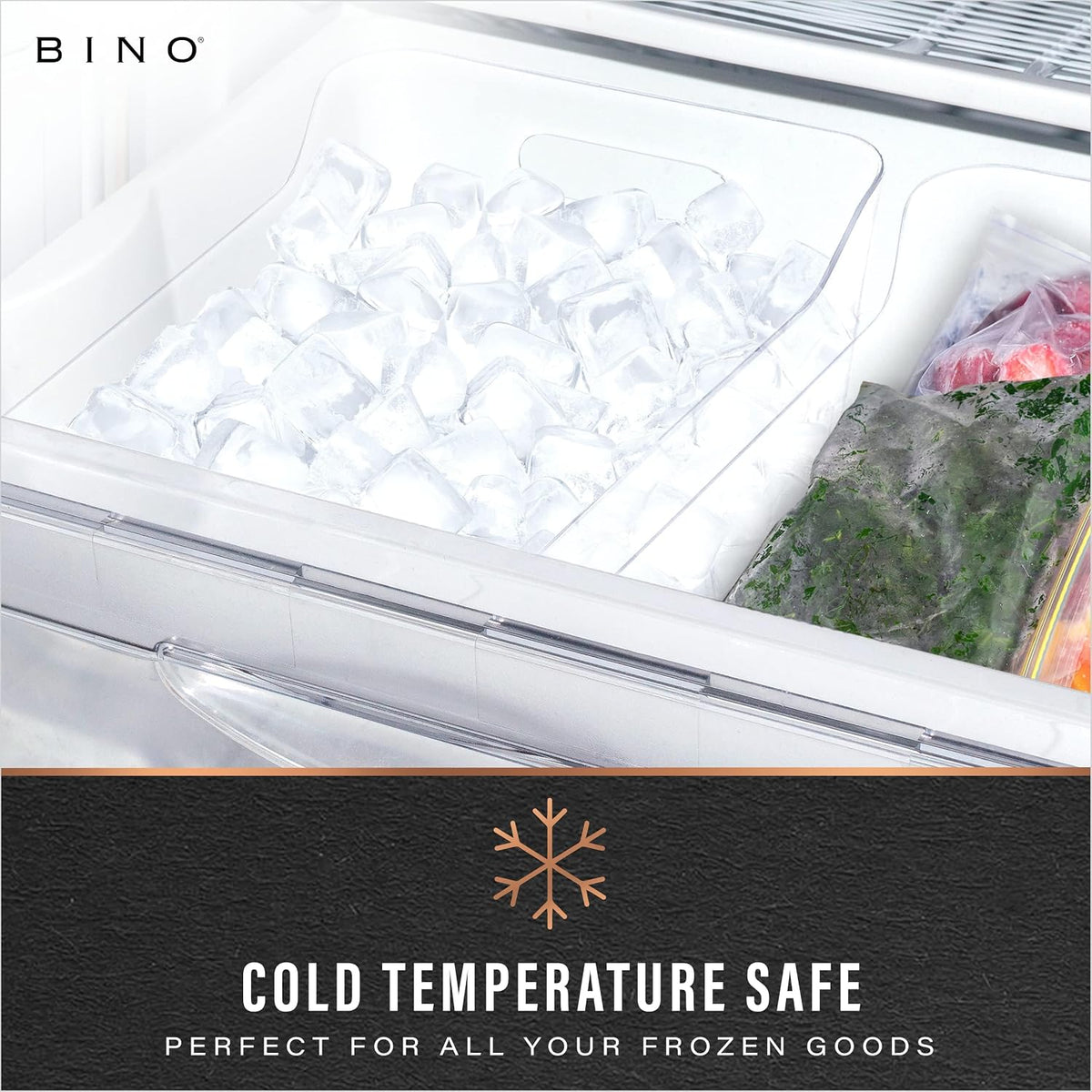 BINO | Plastic Organizer Bins, X-Small - 4 Pack | THE SOHO COLLECTION | Multi-Use Organizer Bins | Pantry & Freezer Bin | Plastic Storage Containers | Bin for Home & Kitchen Org