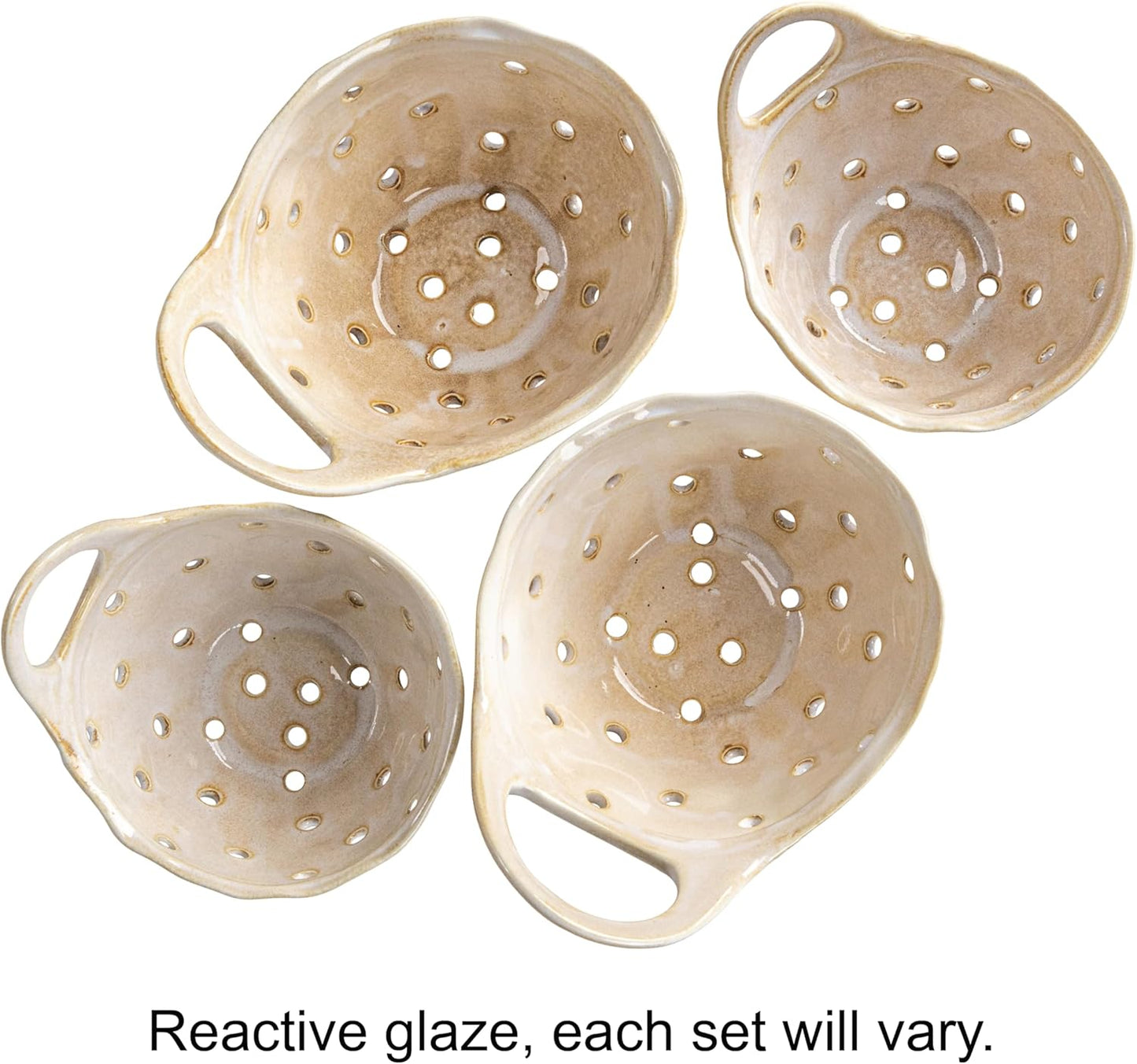 Creative Co-Op Stoneware Colanders with Handles, Set of 2