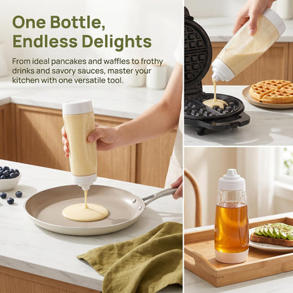 2PS Pancake Batter Bottle Dispenser & Mixer with Whisk Ball