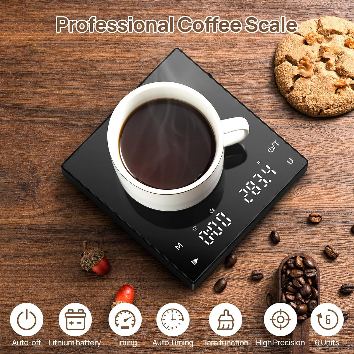 Meilen Mini Espresso Coffee Scale with Timer 0.1g Precise 2kg 4.4lb