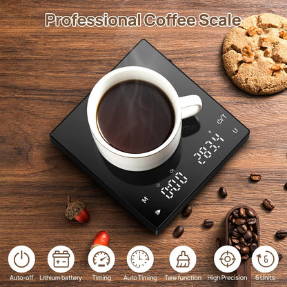 Meilen Mini Espresso Coffee Scale with Timer 0.1g Precise 2kg 4.4lb