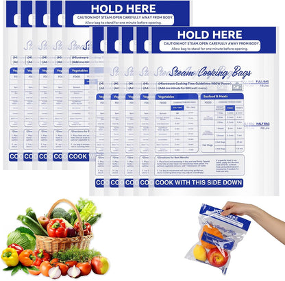 Steam Bags for Microwave Vegetables, Zipper Microwave Steam Bags Reusable Steamer Bagss for Microwaves Cooking for Vegetables Potatoes Meat Frozen Food
