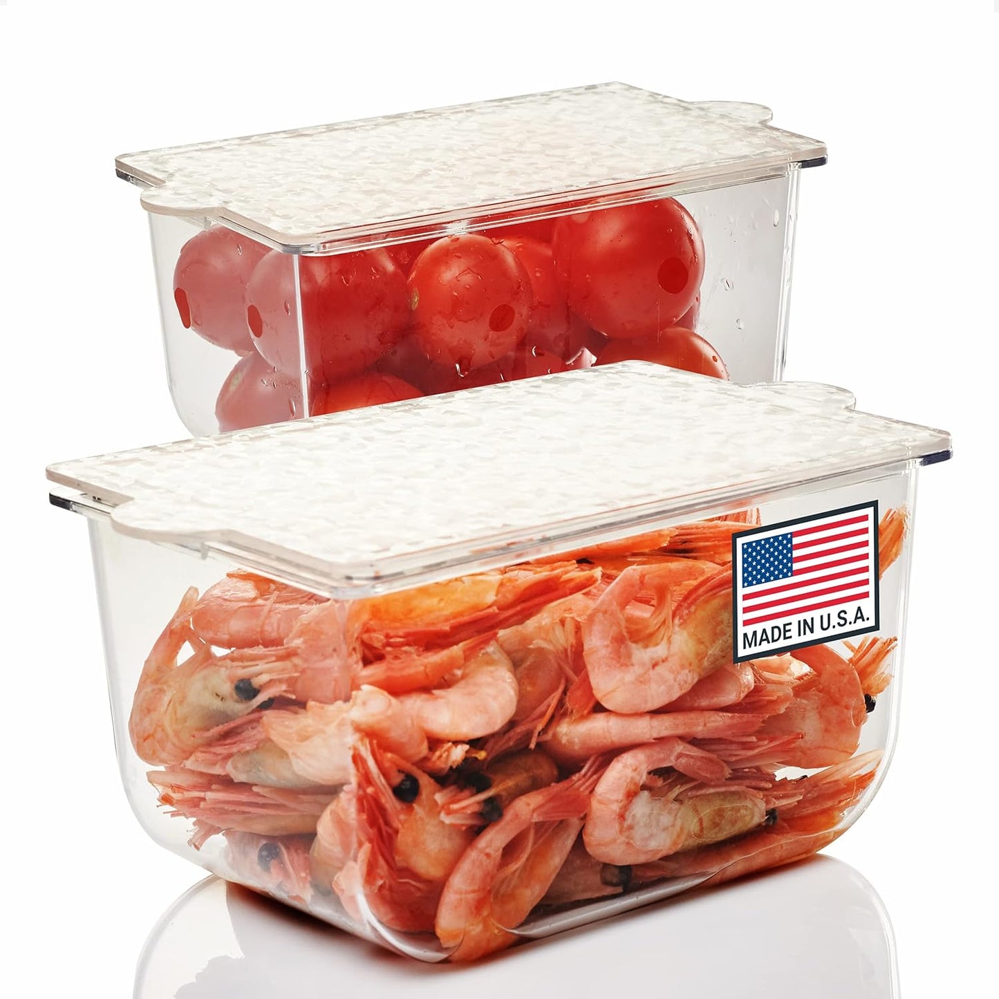 Pikanty Clear Refrigerator Organizer Bin with Handles — 15 Inch Stackable Fridge and Pantry Storage Container for Snacks, Produce, Cans, Yogurt, Condiments, Dishwasher and Freezer Safe, Made in USA
