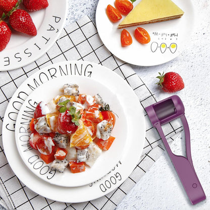 WhiteRhino Grape Cutter Grape Slicer for Toddlers,Grape Cherry Tomato Strawberry Cutter Quarter Slicer tool For Vegetable Fruit Salad Cake Decoration,Stainless Steel kitchen Gadget Fruit cutter(Bule)