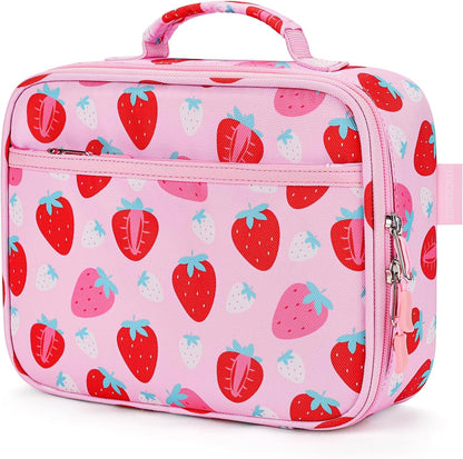 mibasies Kids Lunch Box for Girls Toddler, Insulated and Reusable Lunch Bag for School, Pink Rainbow