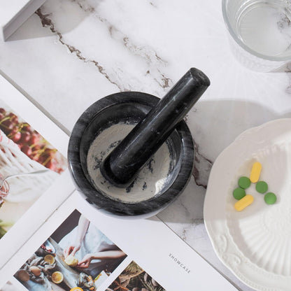 Pill Crusher, Mini Marble and Pestle Set, Pill Crusher Grinder Fine Powder, Arthritic Hands Pill Grinder