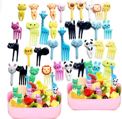 UOUYOO 36 Pcs Animal Food Picks, Cute Cartoon Animal Fruit Food Toothpicks,Reusable Lunch Picks Bento, Lunch Bento Box Picks