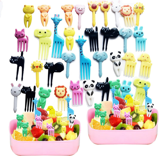 UOUYOO 36 Pcs Animal Food Picks, Cute Cartoon Animal Fruit Food Toothpicks,Reusable Lunch Picks Bento, Lunch Bento Box Picks