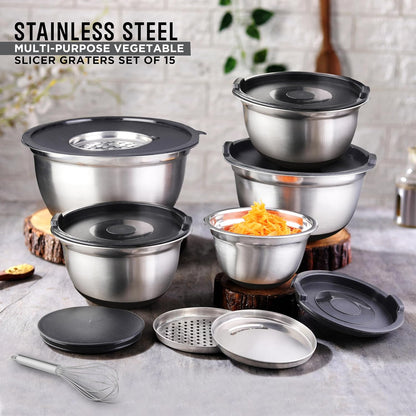 AVADOR Set of 6 Premium Stainless Steel Mixing Bowls Set, Easy To Clean, Space Saving Nestable Design, Great for Cooking, Baking, Prepping (0.75qt, 1.5qt, 3qt, 4qt, 5qt, 8qt)