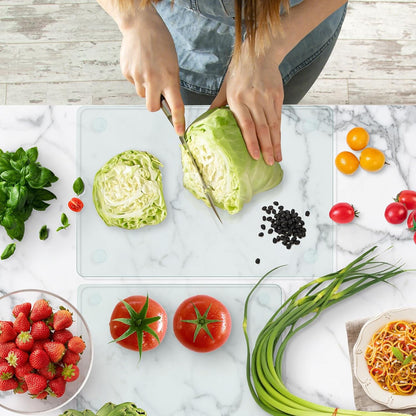 Glass Cutting Boards for Kitchen,Clear Tempered Cutting Board for Countertop,Non-slip Chopping Board,Table protection, Heat Resistant, Shatter Resistant, Set of 4