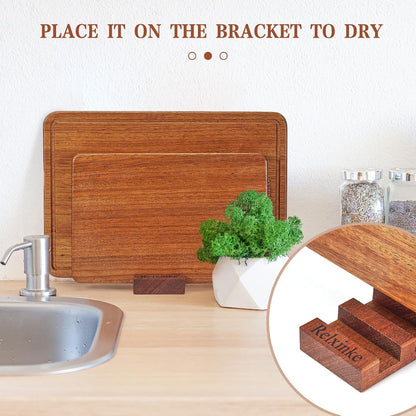 Solid Teak Wood Cutting Board Set One Piece Non Glued Large Thick Crack Resistant Wooden Chopping Board with DeepJuice Grooves Built in Handles for Kitchen Meat Bread 15x10.2IN &11.8 * 7.9IN