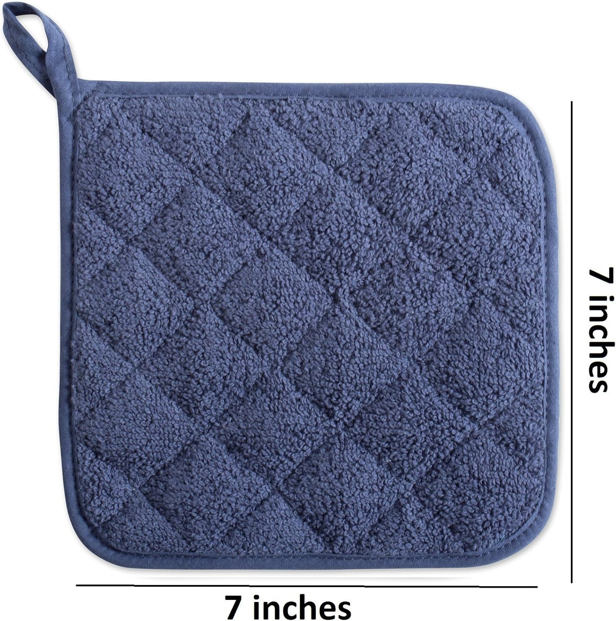 DII Basic Terry Collection Quilted 100% Cotton, Potholder, Nautical Blue