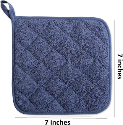 DII Basic Terry Collection Quilted 100% Cotton, Potholder, Nautical Blue