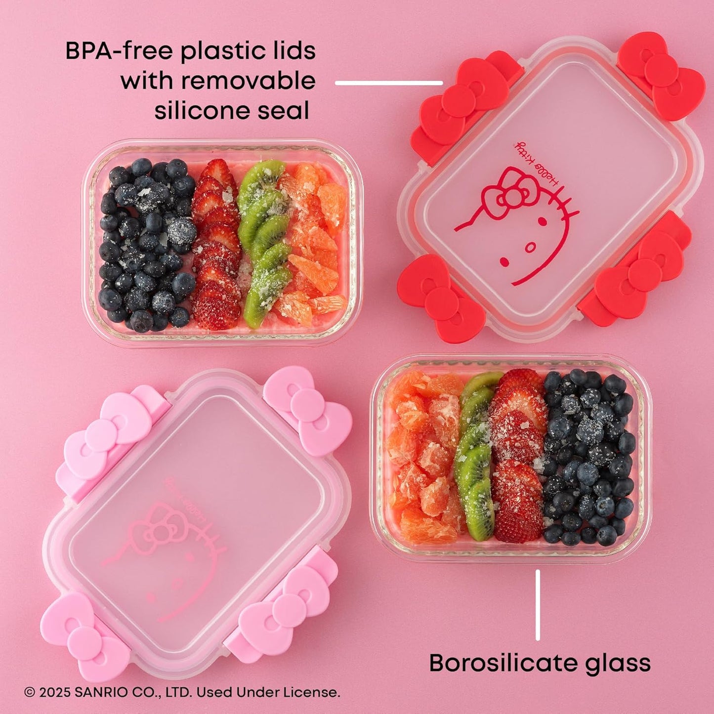 JoyJolt Disney Mickey & Minnie Glass Food Storage Containers with Lids, 2x Airtight Borosilicate Glass Storage Containers with Lids for Kitchen, Reusable Lunch Meal Prep Container, Disney Gifts | Red