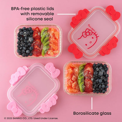 JoyJolt Disney Mickey & Minnie Glass Food Storage Containers with Lids, 2x Airtight Borosilicate Glass Storage Containers with Lids for Kitchen, Reusable Lunch Meal Prep Container, Disney Gifts | Red