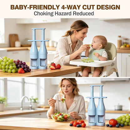 Double Barrel Grape Cutter for Toddlers, Slicer Tool for Fruits & Veggies