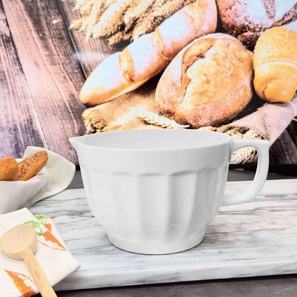 UP 4.3 Quart Latte Style Melamine Batter Bowl with Pour Spout and Handle, Professional Mixing Bowl with Non-Slip Base, Ideal for Pancake and Cake Batter, 11.5 x 8.75 Inch, Mint Blue
