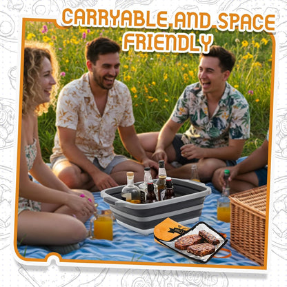 Funnymoom 2pcs Barbecue Prep Set Include Collapsible BBQ Prep Tub with Lid and Cutting Board(4.22 Gal/16l) BBQ Blanket for Resting Meat(21inch) Smoker Blanket Insulated(Black,Classic Style)