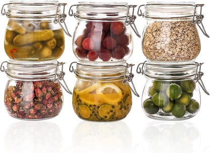 Glass Food Storage Jars 37 oz Set of 6,Glass Storage Containers Clear Glass Food Canister with Bamboo Lid Airtight For Serving Tea, Coffee, Flour, Sugar, Candy, Cookie, Spice and More (Square)