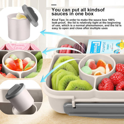 Lunch Box Kids,Bento Box Adult,Lunch Containers for Adults/Kids/Toddler,5 Compartments Bento Lunch Box with Sauce Vontainers,Microwave & Dishwasher & Freezer Safe(Purple)