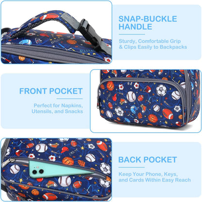 FlowFly Kids Lunch box Insulated Soft Bag Mini Cooler Back to School Thermal Meal Tote Kit for Girls, Boys, Astronaut - Colors A