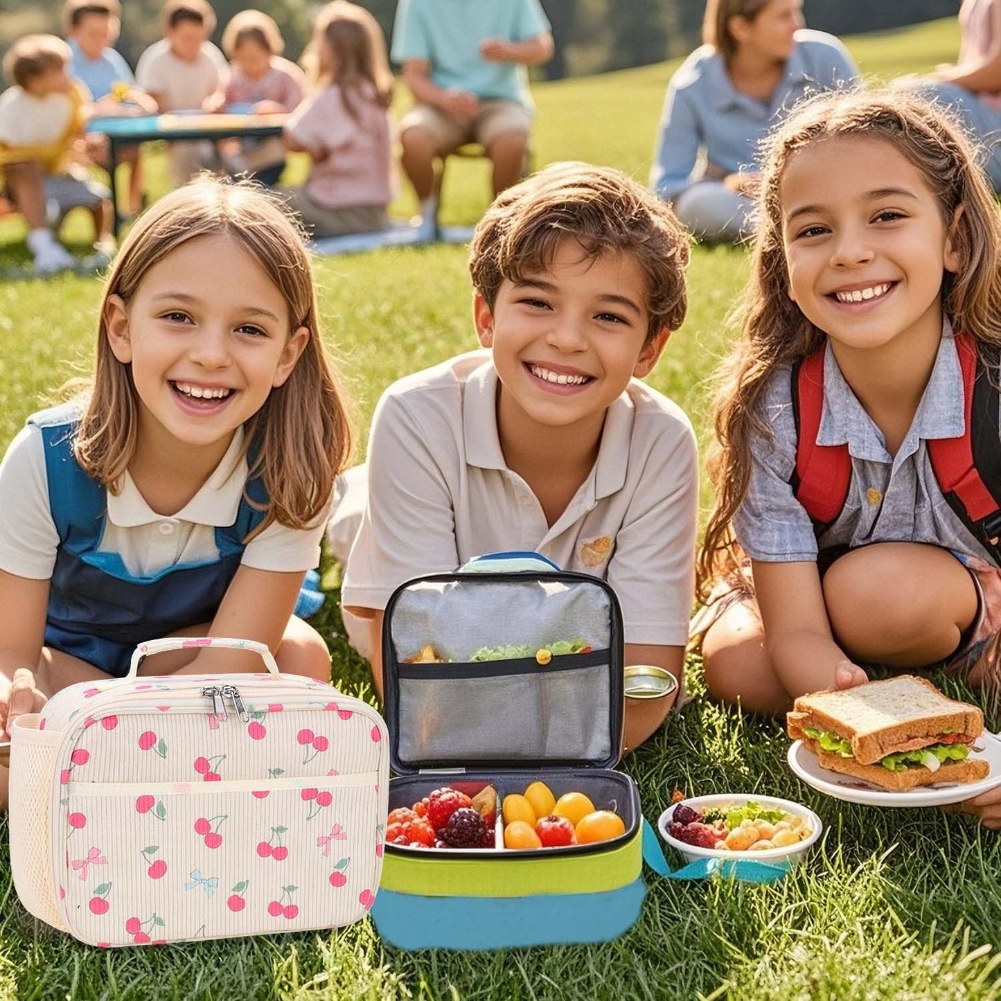 RHCPFOVR Kids Lunch Bag - Insulated Lunch Box for Boys Girls,Washable Lunch Bag and Reusable Toddler Leak-proof Lunchbox for School and Daycare - Colors A