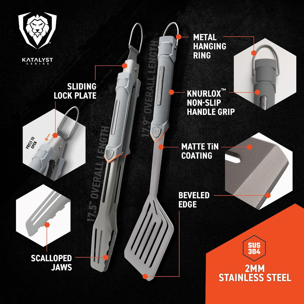 Dalstrong 16" Locking BBQ Tongs - Titanium Nitride Stainless Steel
