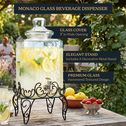 2 PACK 1.5 Gallon Drink dispenser, Glass Beverage Dispenser With Elegant Stand Stand, Drink Dispensers for Parties With Spigot 100% Leakproof. Perfect For Parties And Daily Use