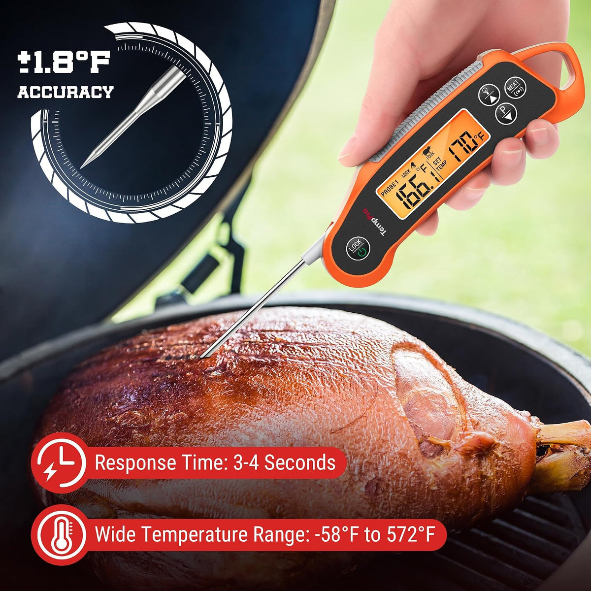 TempPro TempSwift 2 Probes Meat Thermometer Digital with 2 Display Channels