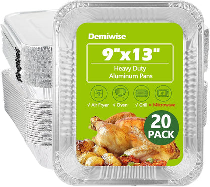 Thickened 35 Pack Heavy Duty Aluminum Pans, 8x8 Small Disposable Aluminum Baking Pans, Square Tin Foil Roasting Tray for Cooking, Meal Prep, Catering, Events, Carton Packaging