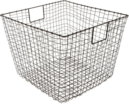 G.E.T. WB-315-MG Heavy Duty Iron Wire Utility Storage Basket/Bin with Handles, 11" x 8" x 8"