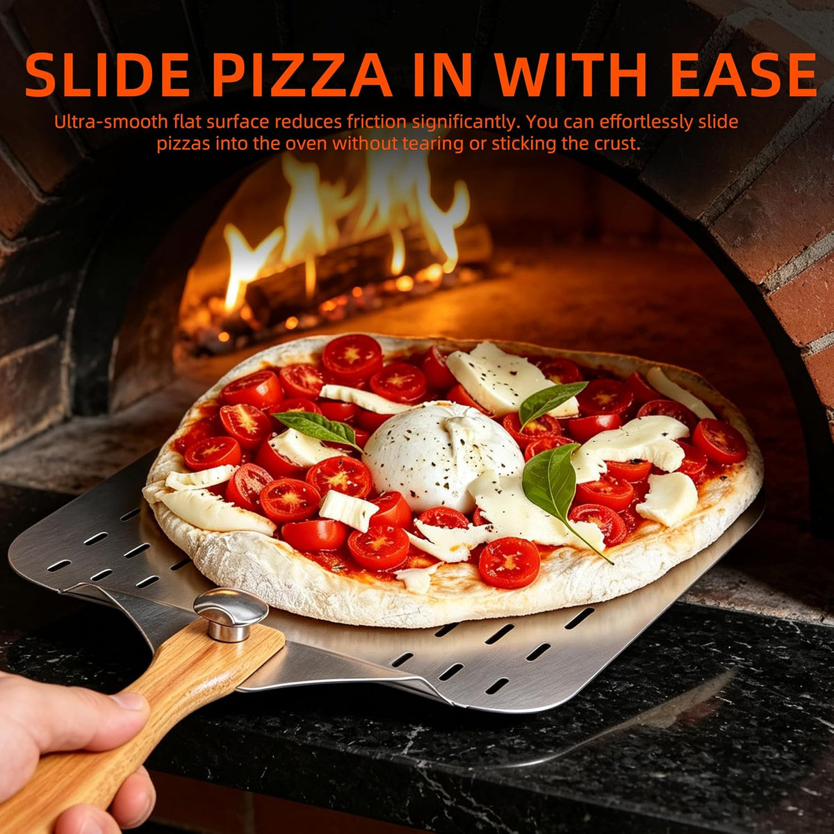 Aluminum Pizza Peel 12 x 24 Inch, Perforated Pizza Paddle
