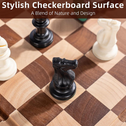 Cutting Board Set of 2 – Checkered Wood & Acrylic Cutting Board with Counter Lip for Kitchen Counter, Wood Checkerboard Chopping Board with Juice Grooves for Vegetables, Fruits, Meat