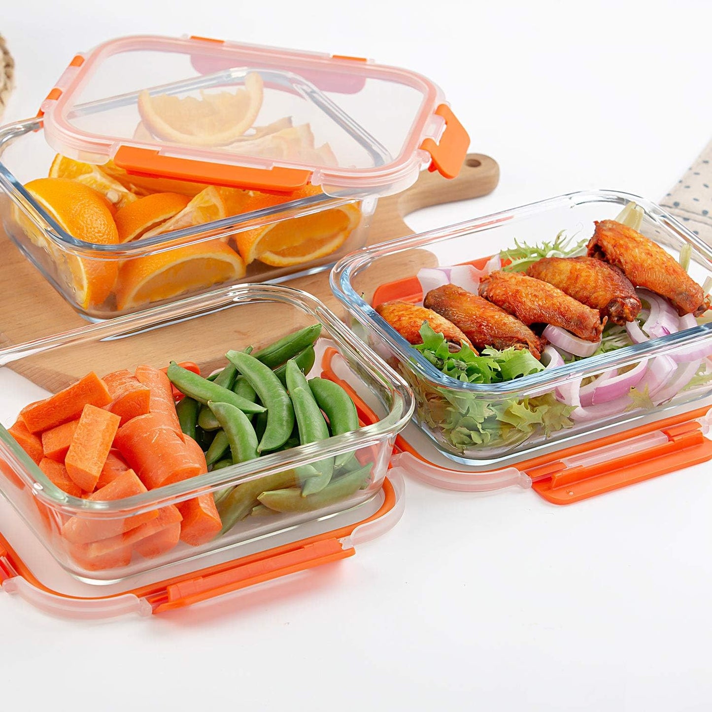 C CREST [10 Pack] Glass Meal Prep Containers, Food Storage Containers with Lids Airtight, Glass Lunch Boxes, Microwave, Oven, Freezer and Dishwasher Safe