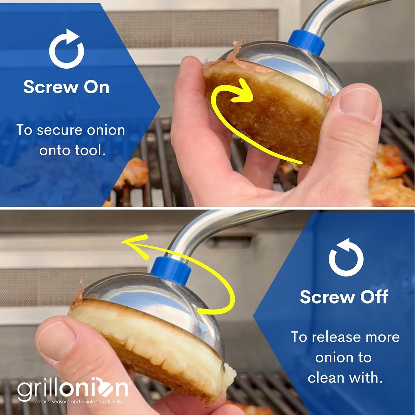 Grill Onion Grill Grate Cleaner Tool - Premium Onion Grill Brush Bristle Free BBQ Grill Cleaning Tool - Onion Grill Cleaner Bristle Free