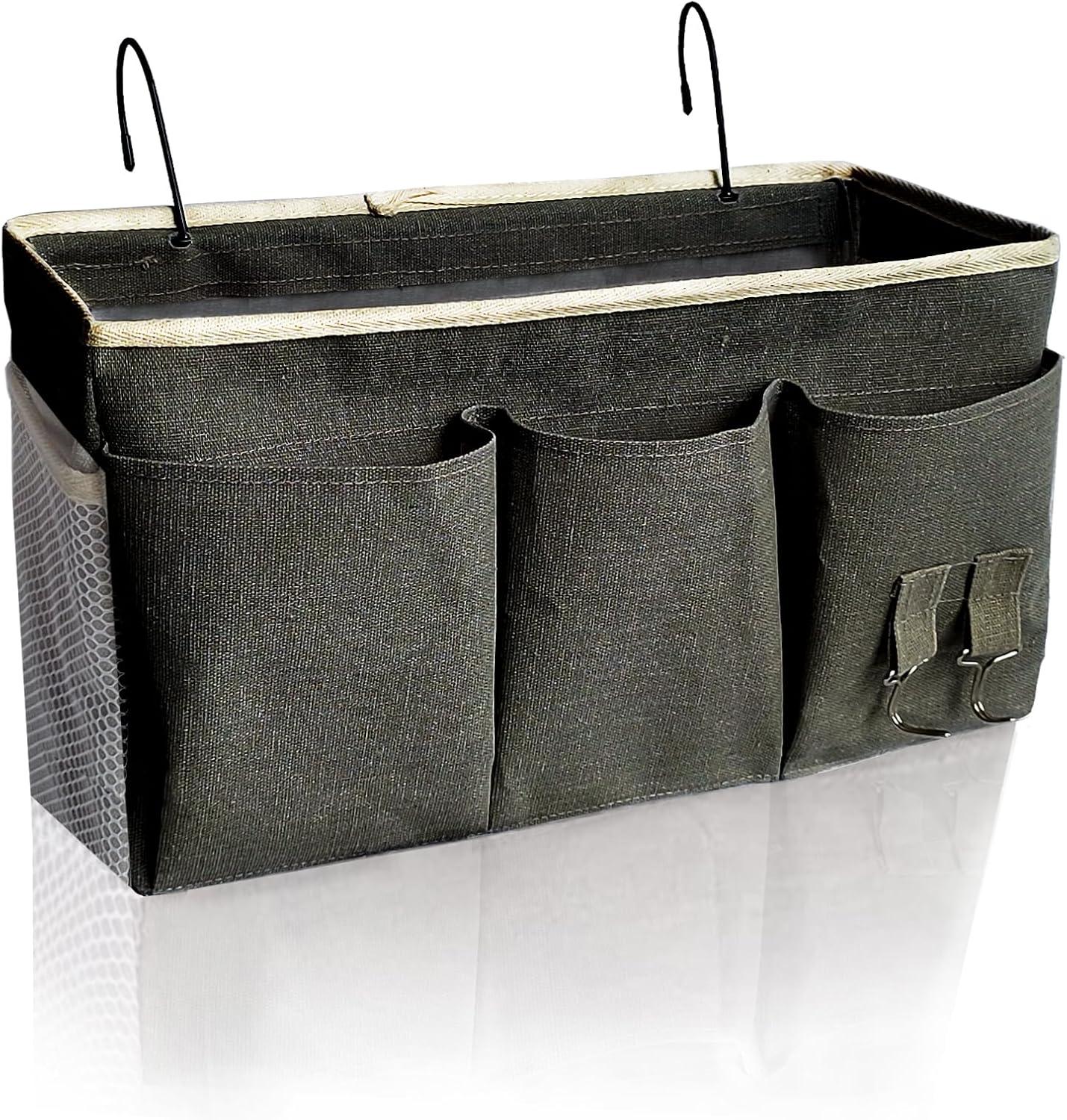 Bedside Caddy/Hanging basket Storage Organizer Bag for Bunk and Hospital Beds,College Dorm Bed，Can be Placed Glasses Books Mobile Phones (Grey 1)