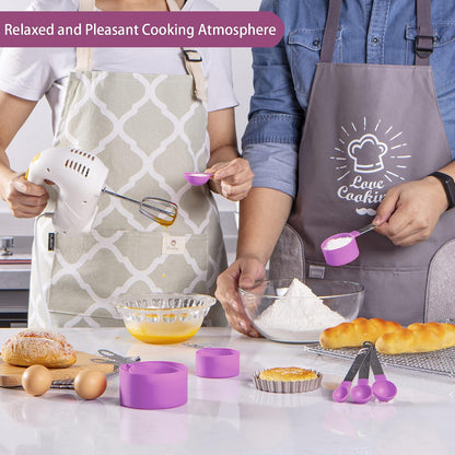 Measuring Cups and Spoons Set of Huygens Kitchen Gadgets 10 Pieces, Stackable Stainless Steel Handle Measuring Cups for Measuring Dry and Liquid Ingredient (Gray)