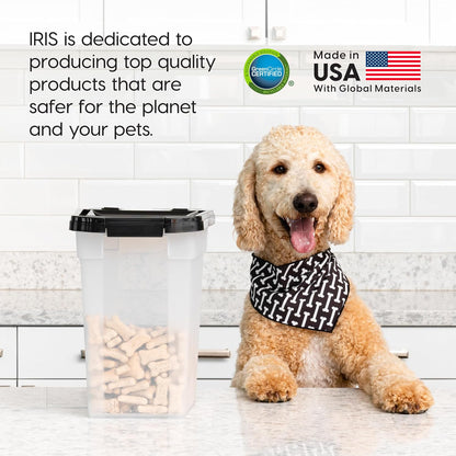 IRIS USA Airtight Dog Food Storage Container, Up to 30 lbs, Attachable Wheels, for Dog Cat Bird and other Pet Food Storage Bin, Keep Fresh, Easy Mobility, BPA Free, Black